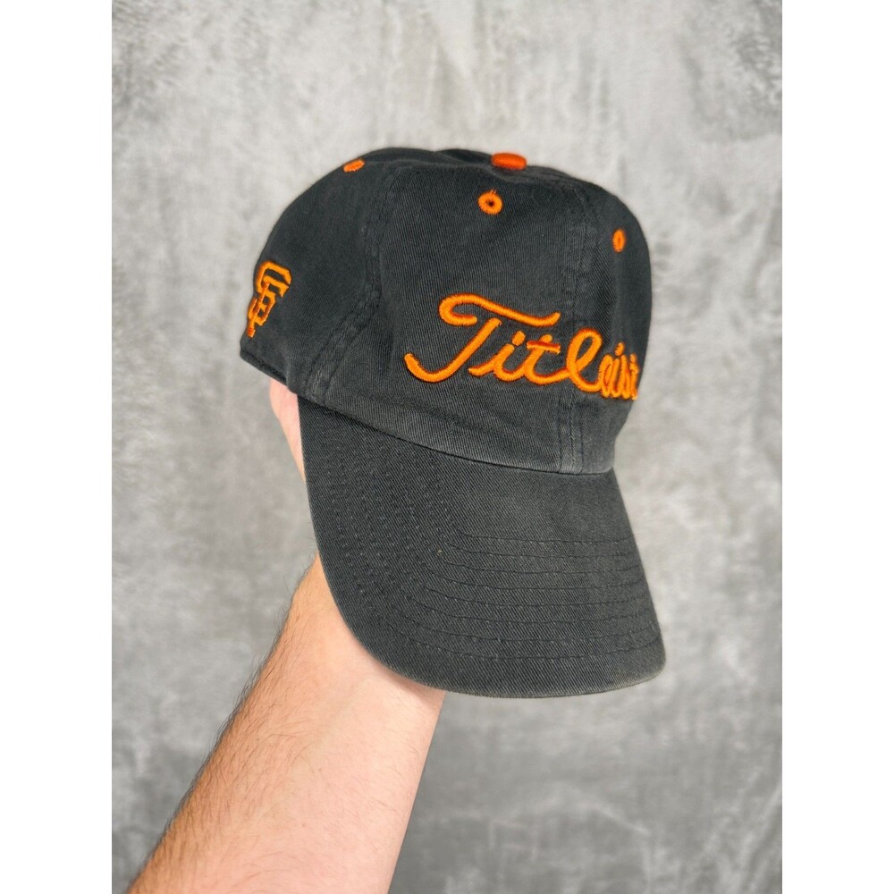 Vtg Titleist San Francisco Giants Hat Strapback Baseball Cap MLB Fade Black Golf